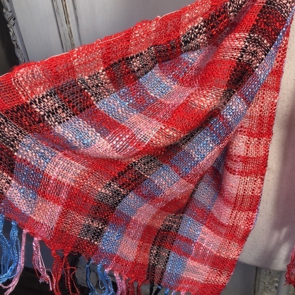 Multi Color Block Plaid  Head or Neck Scarf - Picture 2 of 5